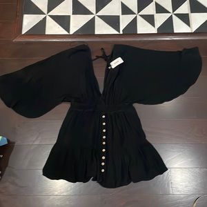 Large black gauze dress with shorts underneath